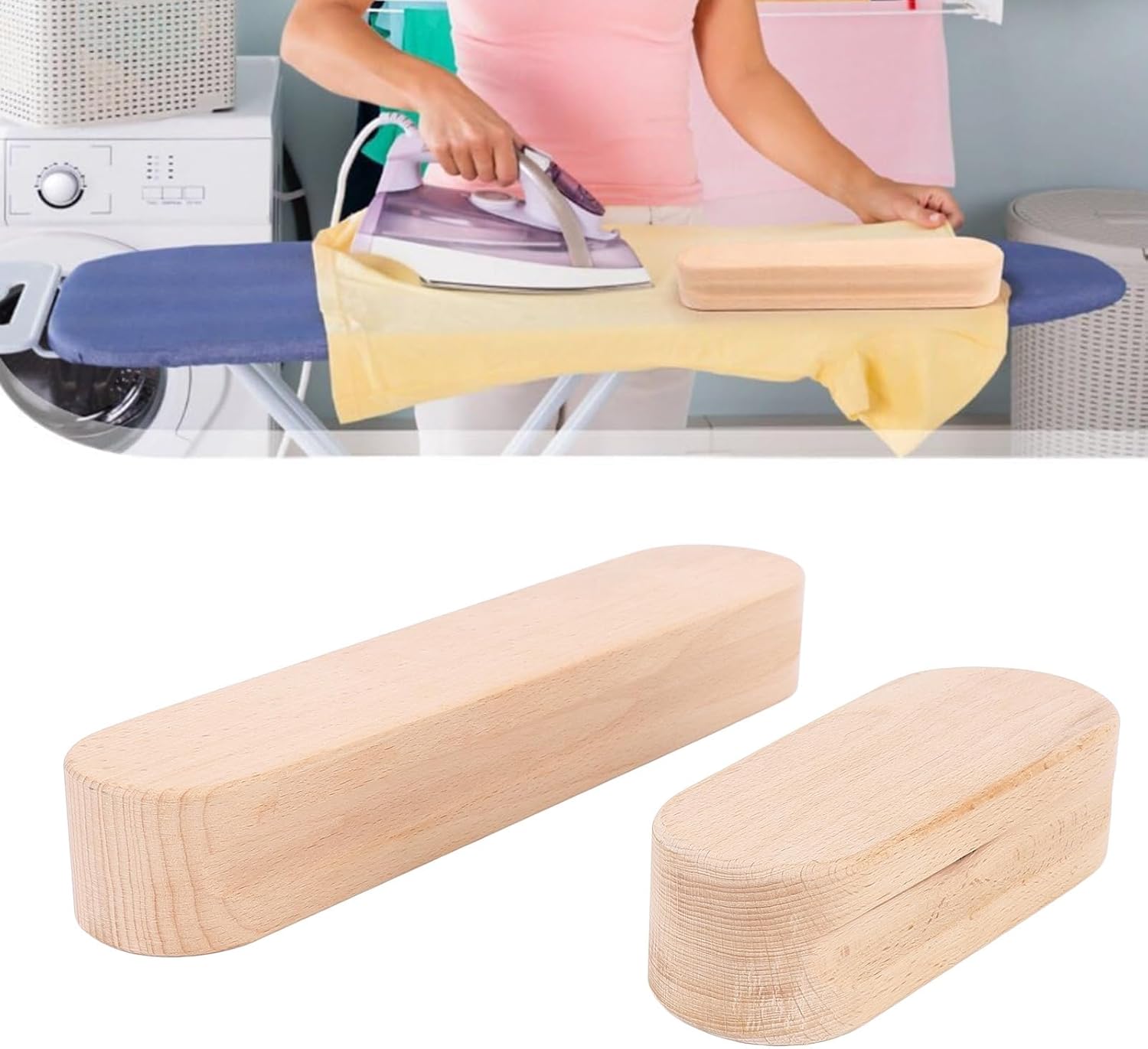 2 Pack Beechwood Tailors Clappers, Sewing Tool for Flattening Fabrics and Point Pressing, Wooden Tailors Clapper for Sewing, Quilting, Ironing