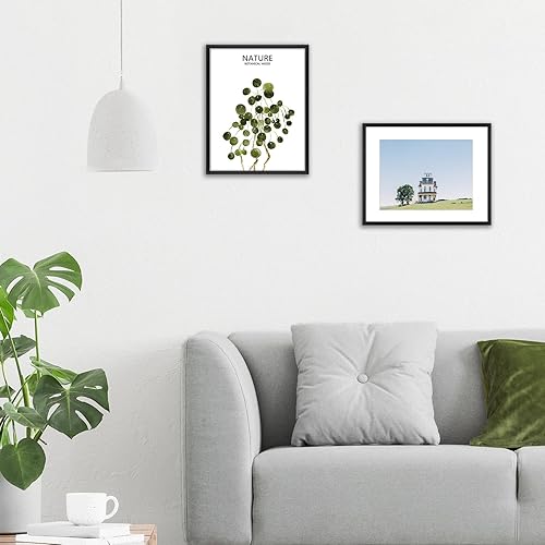 Miniatura 3 de Golden State Art, Marco de fotos de aluminio de 11 x 14 pulgadas con paspartú de color marfil para fotos de 8.5 x 11 pulgadas, ganchos de dientes de