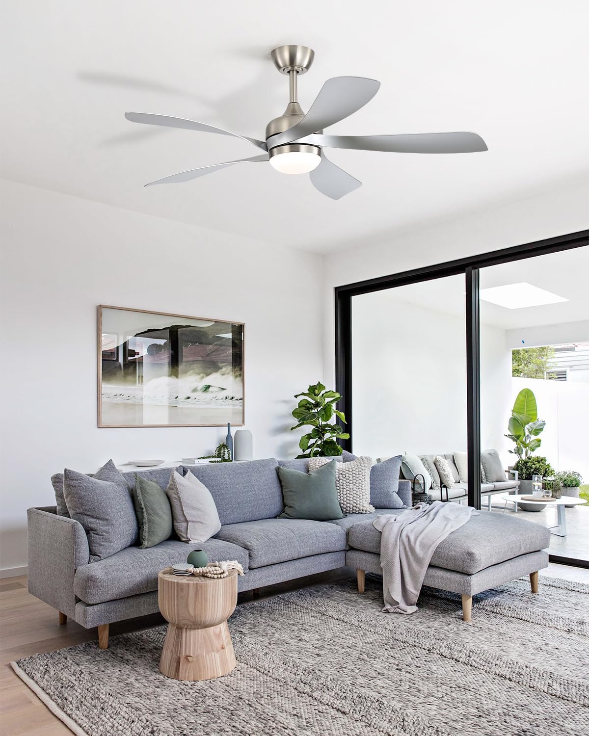 Sofucor 52" Smart Ceiling Fan, Indoor/Outdoor Ceiling Fans with Lights and Remote, Compatible with Alexa/Google/App, 3-Color Light 6-Speed Timing Reversible DC Motor for Bedroom Living Room Patio