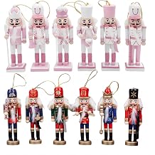 12 PCS Christmas Nutcracker Ornament Set, 4.7Inch Nutcrackers Tree Ornaments Set, Nutcracker Figures with Opening Mouths Christmas Decorations for Xmas Tree, Table Decor