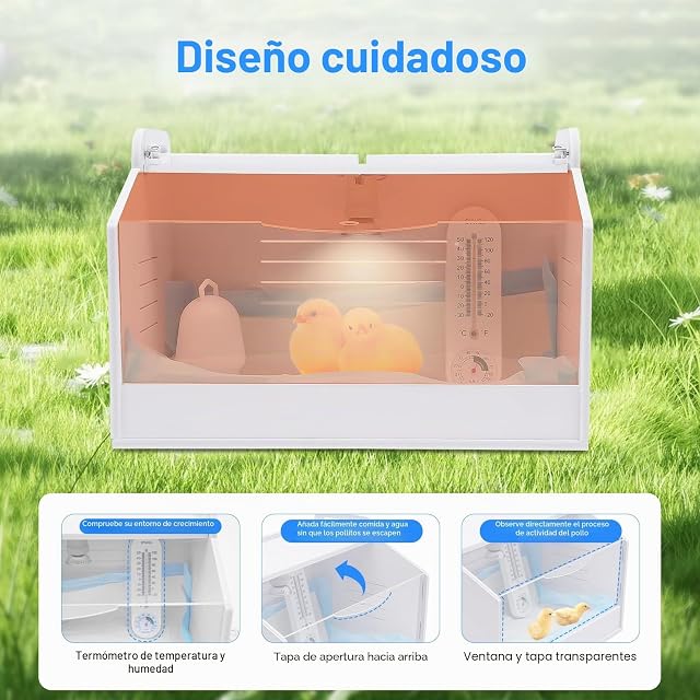 Foto 2 de 8 de InSyoForeverEC Incubadora Pollitos Caja de cría Calor Lámpara Calentador Ajustable para Incubación Hogar Cría…