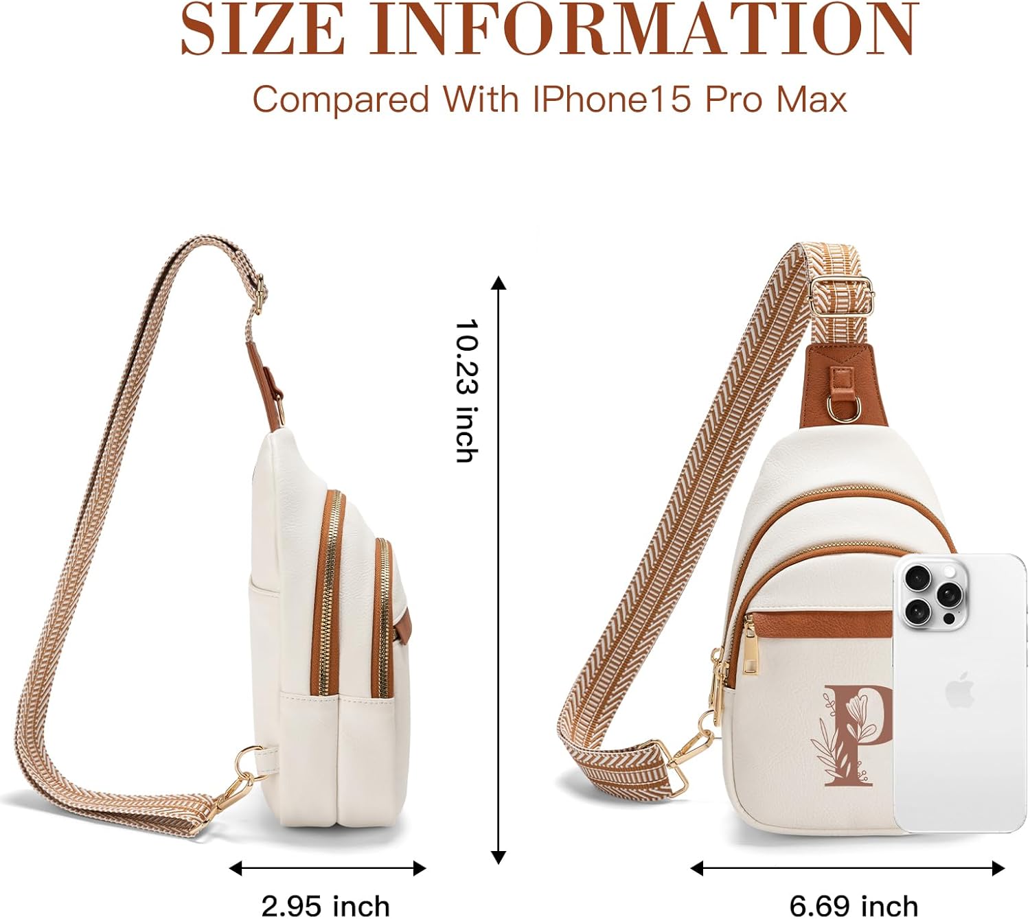 Viverte Sling Bag for Women Personalized Gifts Pu Leather Initial Crossbody Bags Purses for Women Waist Pack