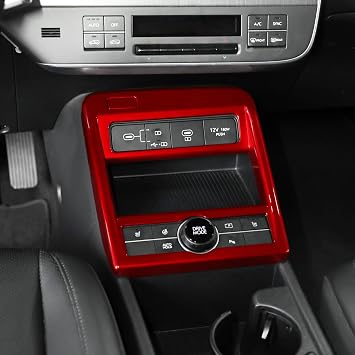 ABS Car Central Control Gear Panel Cover Center Console Gear Shift Panel Protective Cover Trim Compatible with Hyundai Kona 2024 SX2 Accessories Gloss Red Style