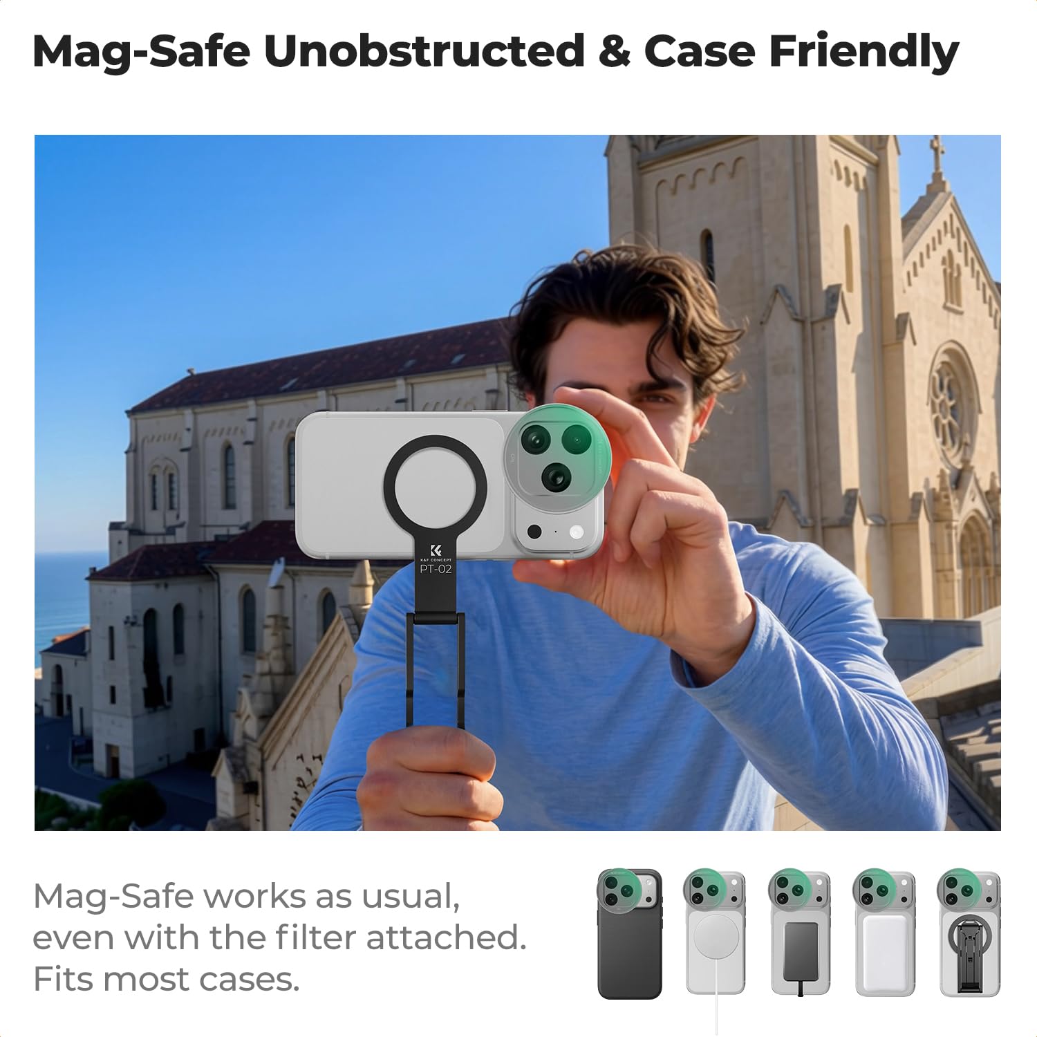 K&F CONCEPT FA301 Snap-On Filtro CPL per iPhone 17 Pro Max/17 Pro, Ultraleggero 9,5g Filtro Polarizzante CPL con Supporto Snap-on Deco, Vetro AGC 28 Strati Rivestiti Antiriflesso, Argento