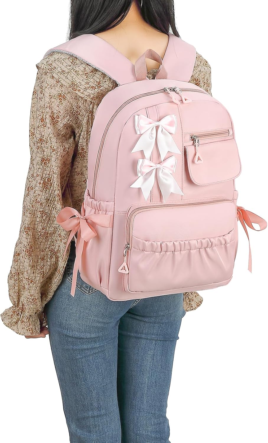Girls Kawaii Coquette Backpack with Bows for Kids School Bookbag Aesthetic Dance Bag