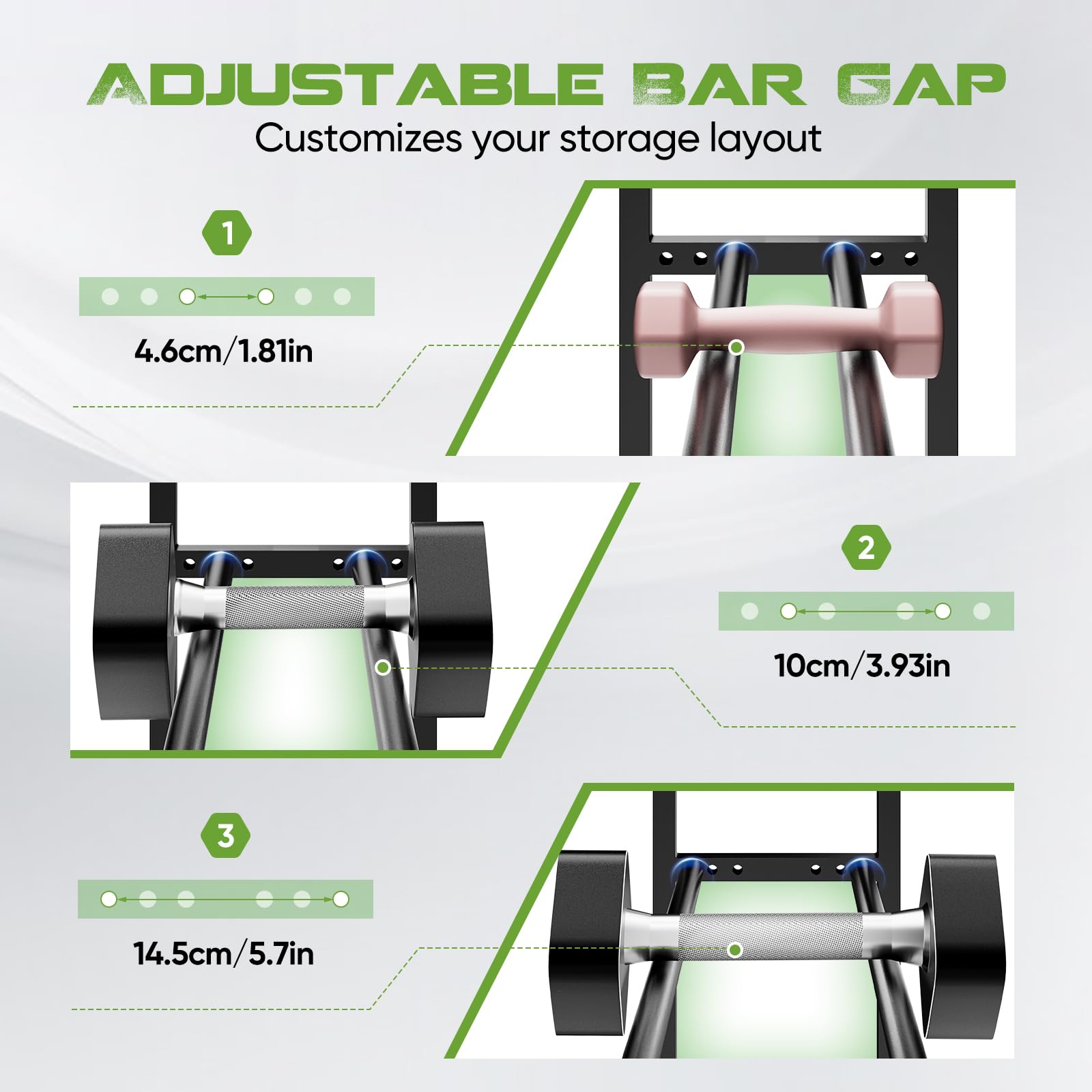 Soporte Mancuernas 3 Niveles, Estantería de Almacenamiento de Pesas Estructura en H 360 LB, Organizador de Metal con 3 NivelesAjustables, Revestimiento en Polvo para Gimnasio en Casa