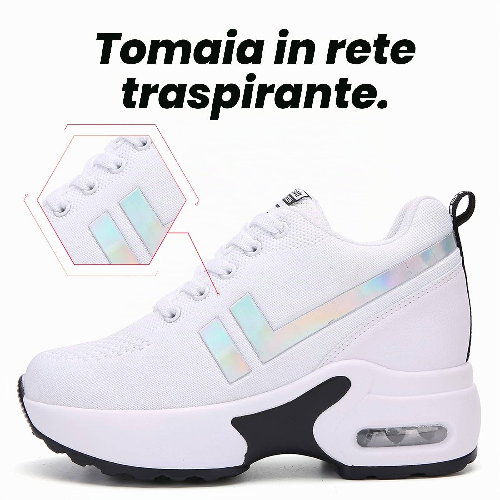 AONEGOLD Sneakers Donna Zeppa Scarpe da Ginnastica Sportive Running Fitness Casual Tacco Zeppa 8.5 CM