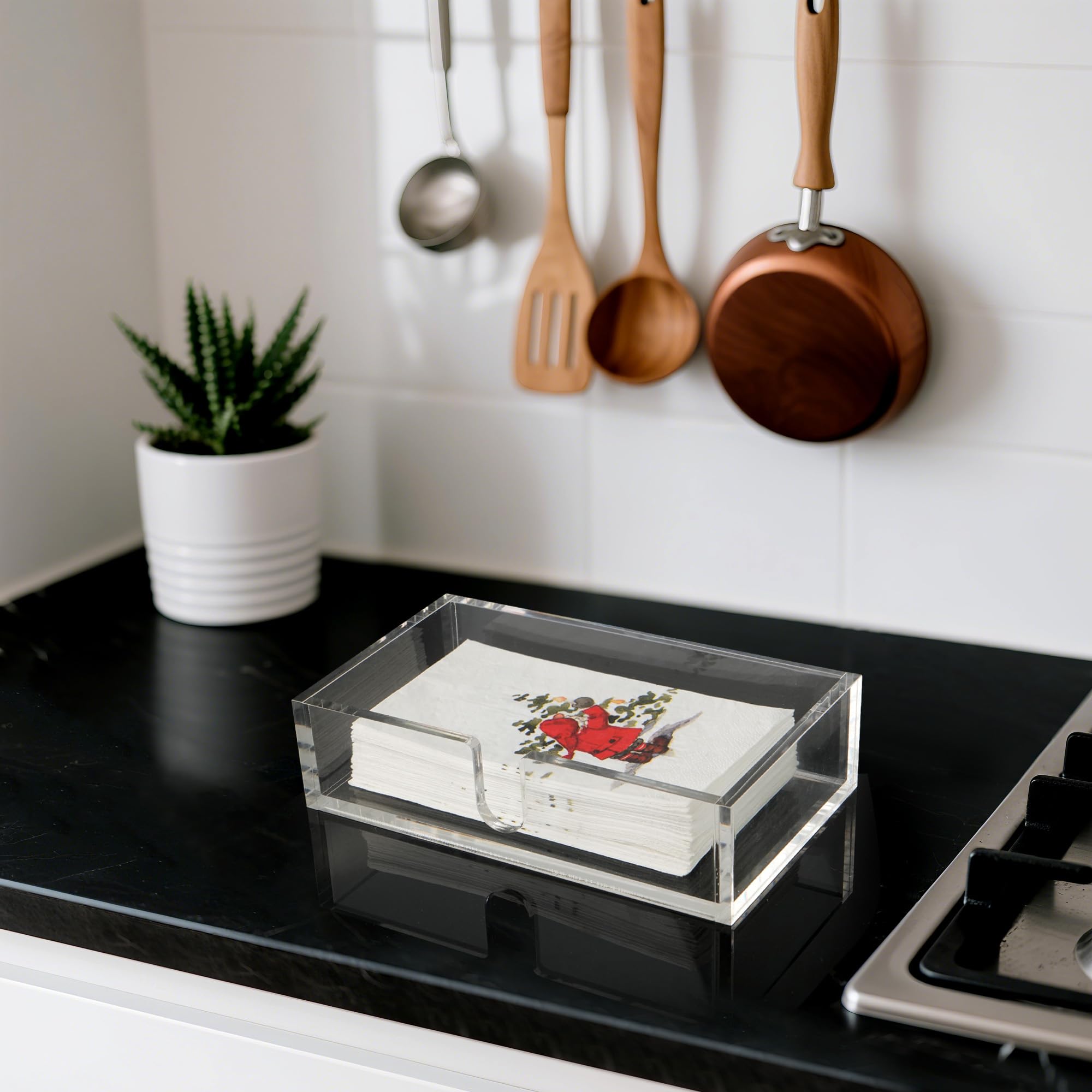 LotFancy - Portatovaglioli in acrilico, portatovaglioli per ospiti, per cucina, sala da pranzo, bar, feste, moderno buffet per bagno, rettangolare