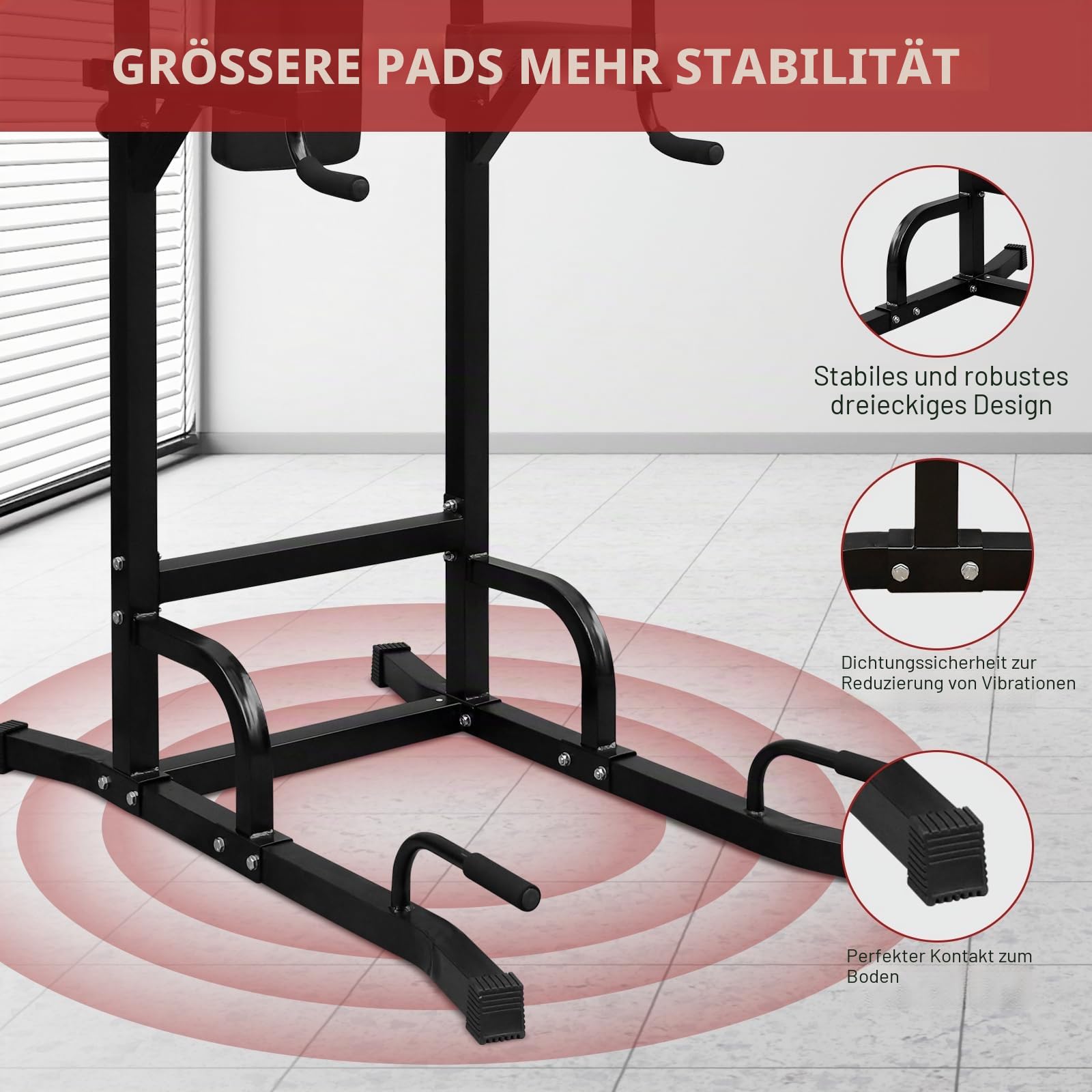 Dip Station Multifunktions-Dip Ständer, Freistehend Fitnessgerät für Calisthenics und Krafttraining, geeignet für Home Gym