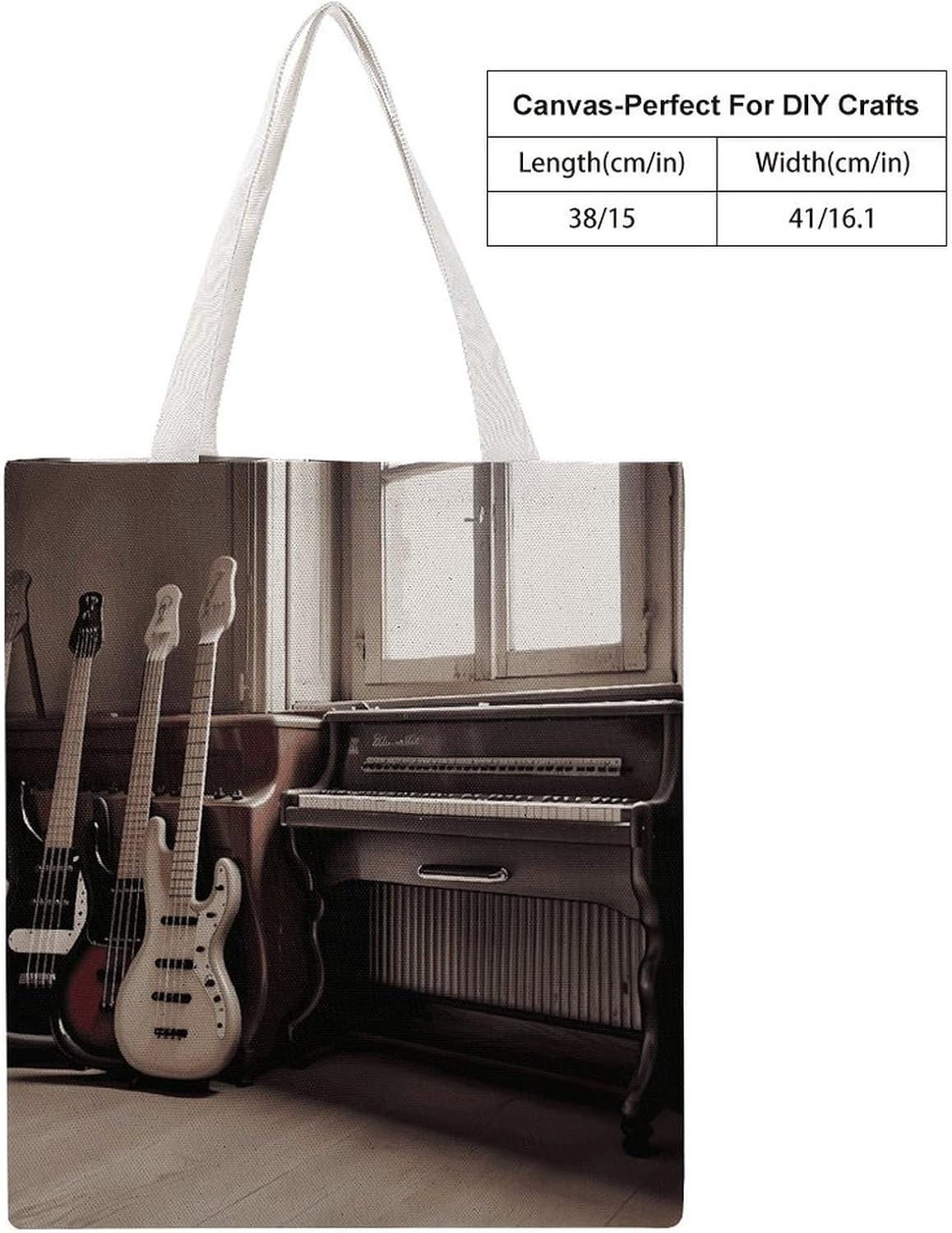 Guitar Bass Music Canvas Tote Bag,cCanvas Tote 16.1 X 15 In