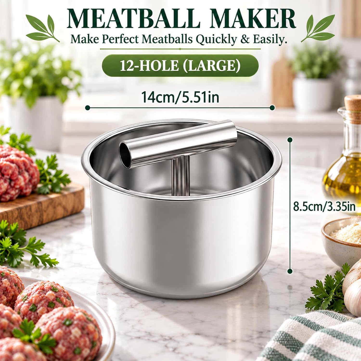 Meatball Maker,12 Balls Stainless Steel Meatball Maker,Meatball Press