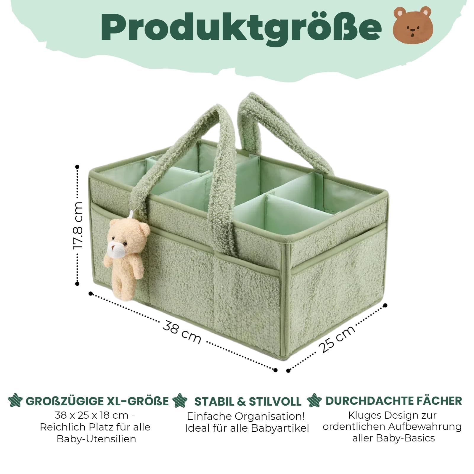 Panier Rangement BéBé, Portable Panier De Rangement Bebe, Langer Feutre Bebe, Compartiment Amovible, Parfait Pour Les Essentiels Du Nouveau-Né, Le Changement Des Couches (A)