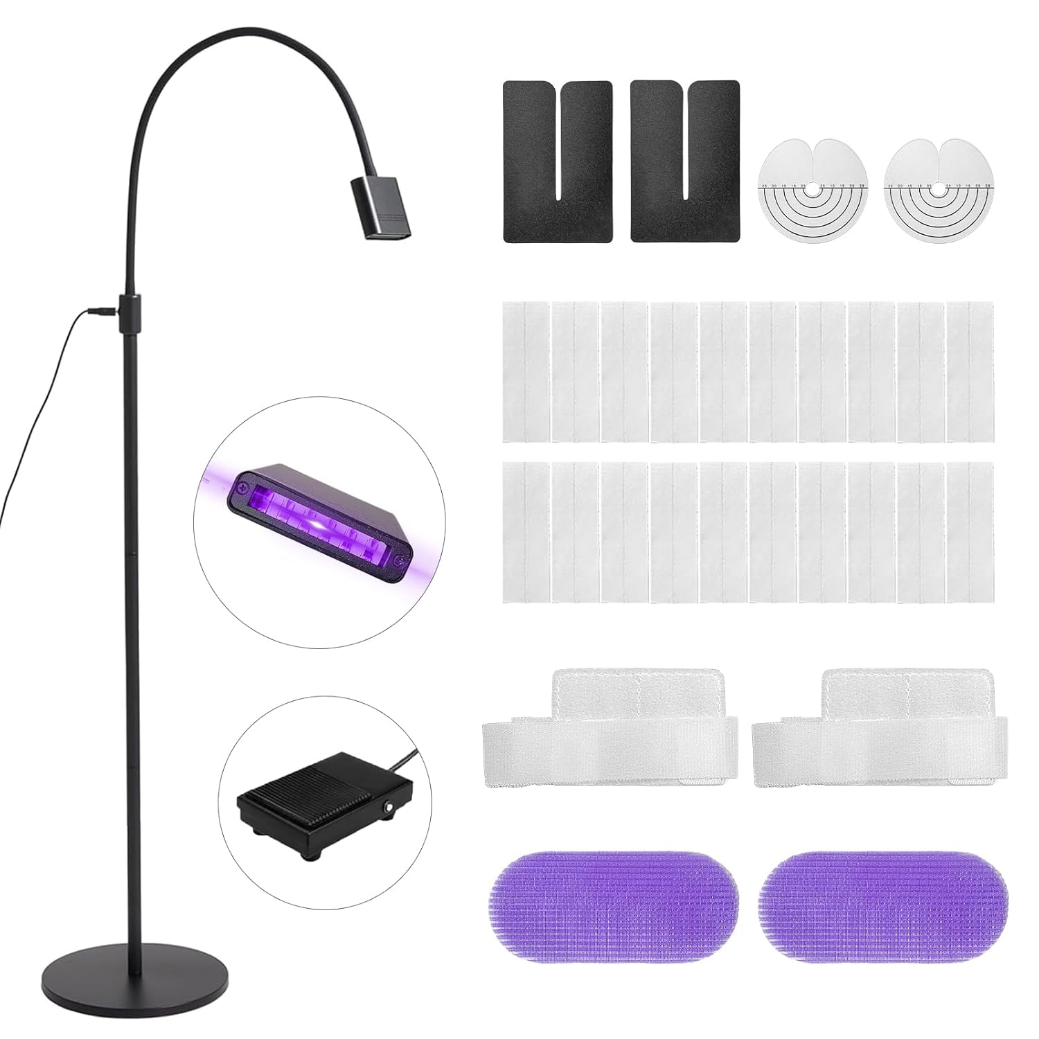 Upgraded V Light Hair Extension Lamp with Stand and Foot Petal Control, 360° Flexible Adjustable & Bendable Gooseneck UV Hair Extension Lamp