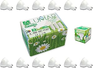 Pack of 12 GU10 LED Bulbs 9W Cool White 6500K 850 Lumens (80W Equivalent) Energy Saving Bulbs 120° Beam Angle CRI 80 Flicker-Free Home Office Shop Bathroom