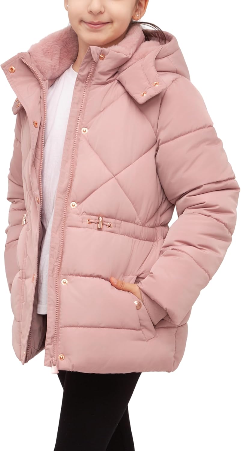 Rokka&Rolla Girls' Water-Resistant Long Puffer Jacket Winter Coat with Faux Fur-Lined Hood - Image 2