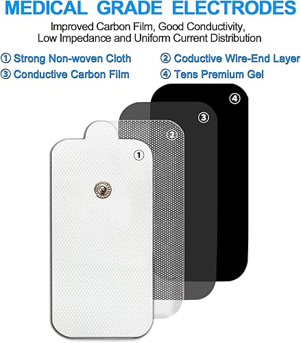 Miniatura 3 de 10 almohadillas de repuesto duraderas compatibles con unidades Tens (a presión de 0.138 in), 5 pares de almohadillas de electroterapia de repuesto
