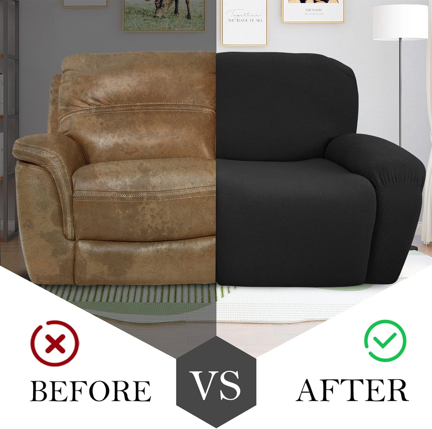 Recliner Sofa Slipcover Stretch - Furniture Protector Covers for 1 2 3 Seater Couch - Armchair Slipcover for Reclining Chairs