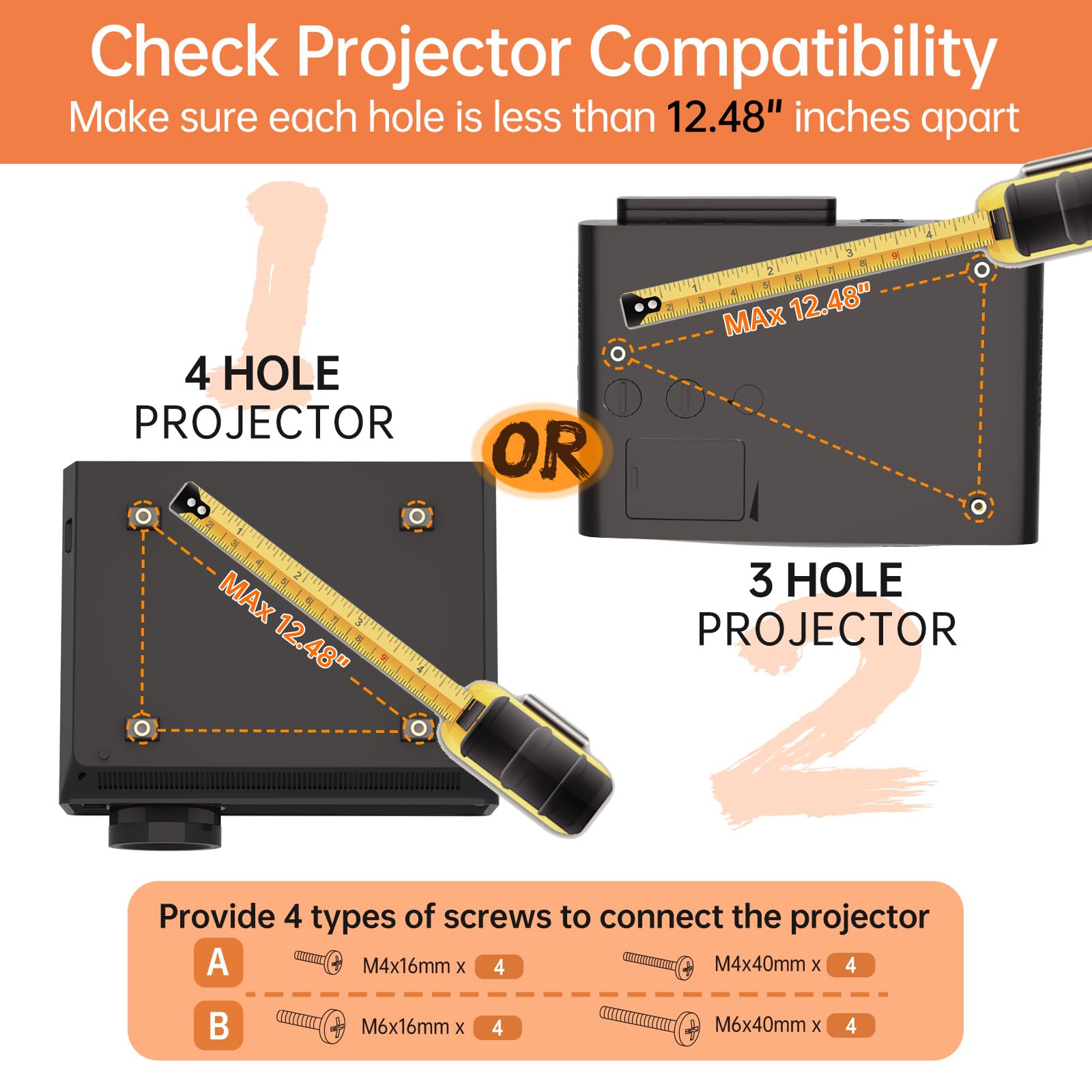Soporte de pared universal para proyector, se adapta a techo plano o inclinado, altura ajustable con brazos extensibles para el hogar y la oficina 4