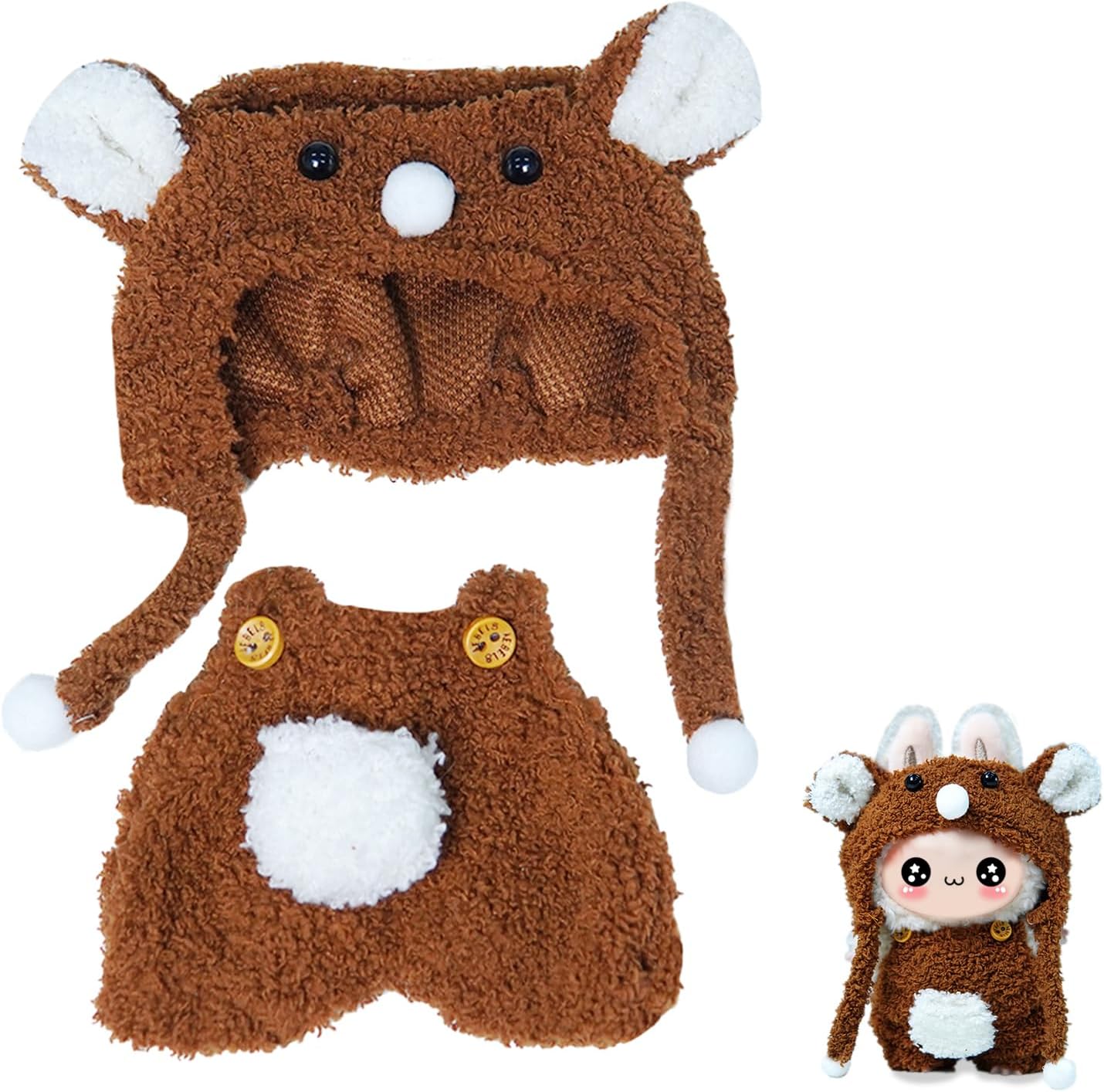 Labubu Doll Clothes Adorable 17cm & Accessories Set: Bear Outfit, Scarf ...