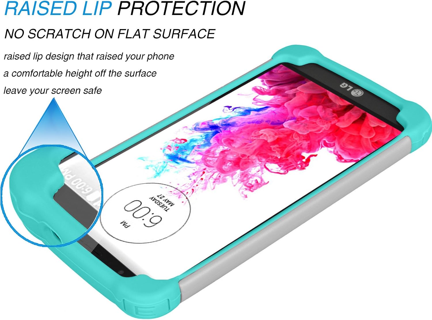 Tekcoo LG G3 Case, (TM) [Tmajor Series] [Grey/Turquoise] Shock Absorbing Hybrid Rubber Plastic Impact Defender Rugged Slim Hard Case Cover Shell Skin for LG G3 AT&T T-Mobile Sprint Verizon Unlocked