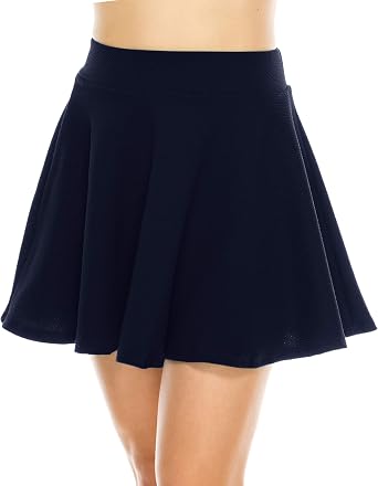 Womens Basic Versatile Stretchy Flared Casual Mini Skater Skirt Made in USA