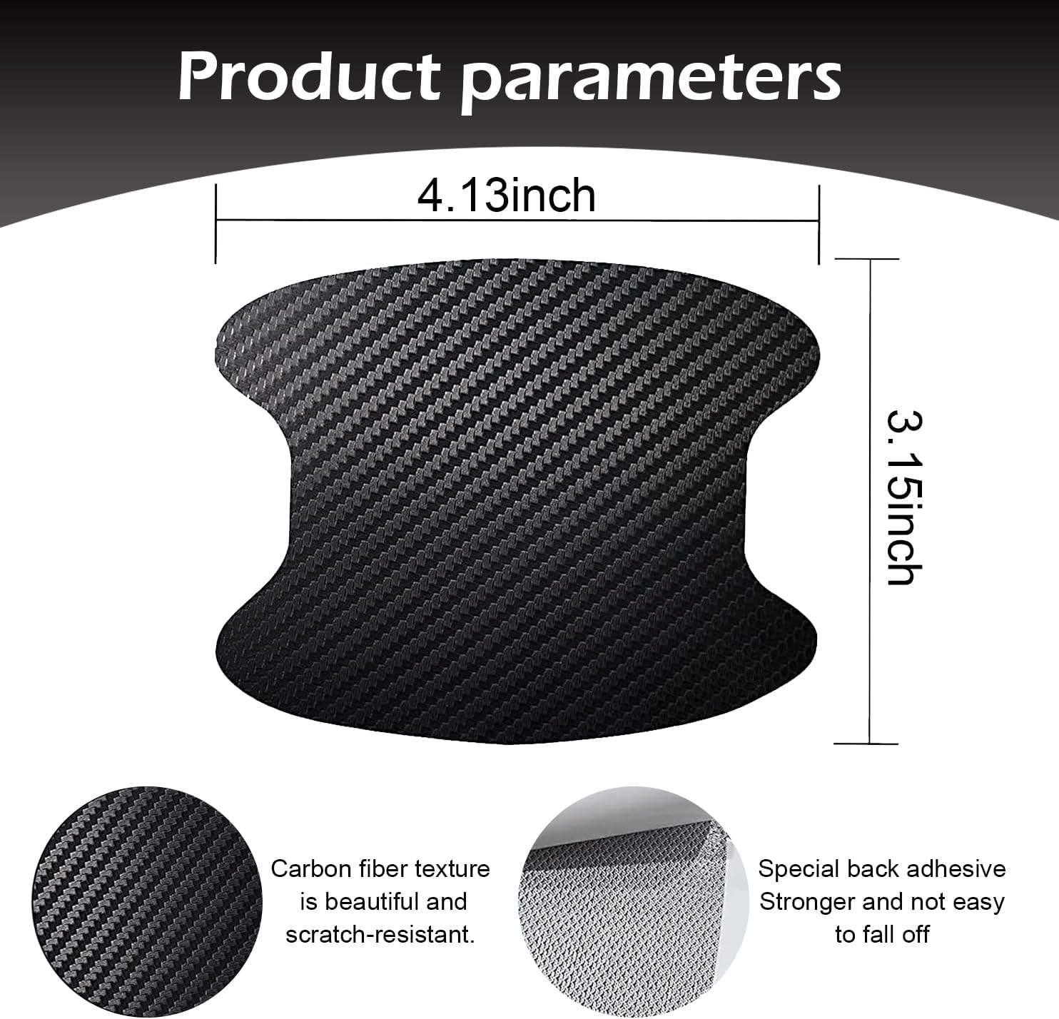 4 PCS Car Door Bowl Protectors, Carbon Fiber Leather Anti-Scratches Paint Guard, Water-Proof Self-Adhesive Vehicle Door Bowl Protection Film, Universal for Most Car Handles (Black) image 2