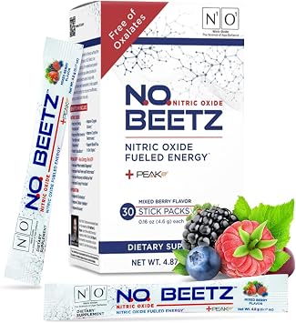 N1O1 N.O. Beetz Nitric Oxide Supplement for Pre-Workout & Endurance | Beetroot, Peak ATP & Electrolytes for Energy & Hydration | Boosts Blood Flow & Muscle Recovery | No Mess, 30 Servings