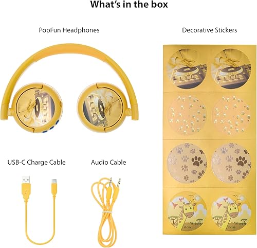Miniatura 9 de BuddyPhones POP Fun  Auriculares plegables Bluetooth para niños + micrófono, funciona con cable o inalámbrico, limitación de volumen SafeAudio para
