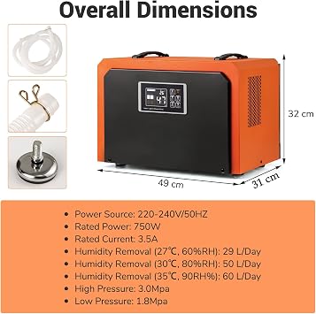 60L/Day Commercial Dehumidifier, Industrial Compressor Dehumidifiers | 24H Timer, Auto Defrost, Drain Hose, Intelligent Protection System, Home Basement Damp Air Dryer, Up to 560㎡