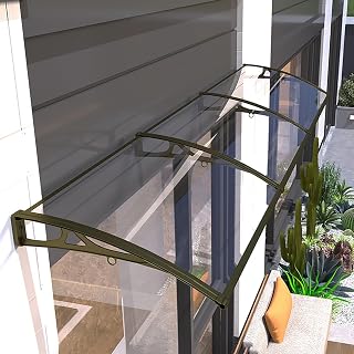Schwarze Aluminium-Türvordach, UV- und Regenschutz, Terrassenüberdachung für Fenster und Eingänge, strapazierfähiges Polycarbonat-Hohlkammerblech, stilvoll und funktional.
