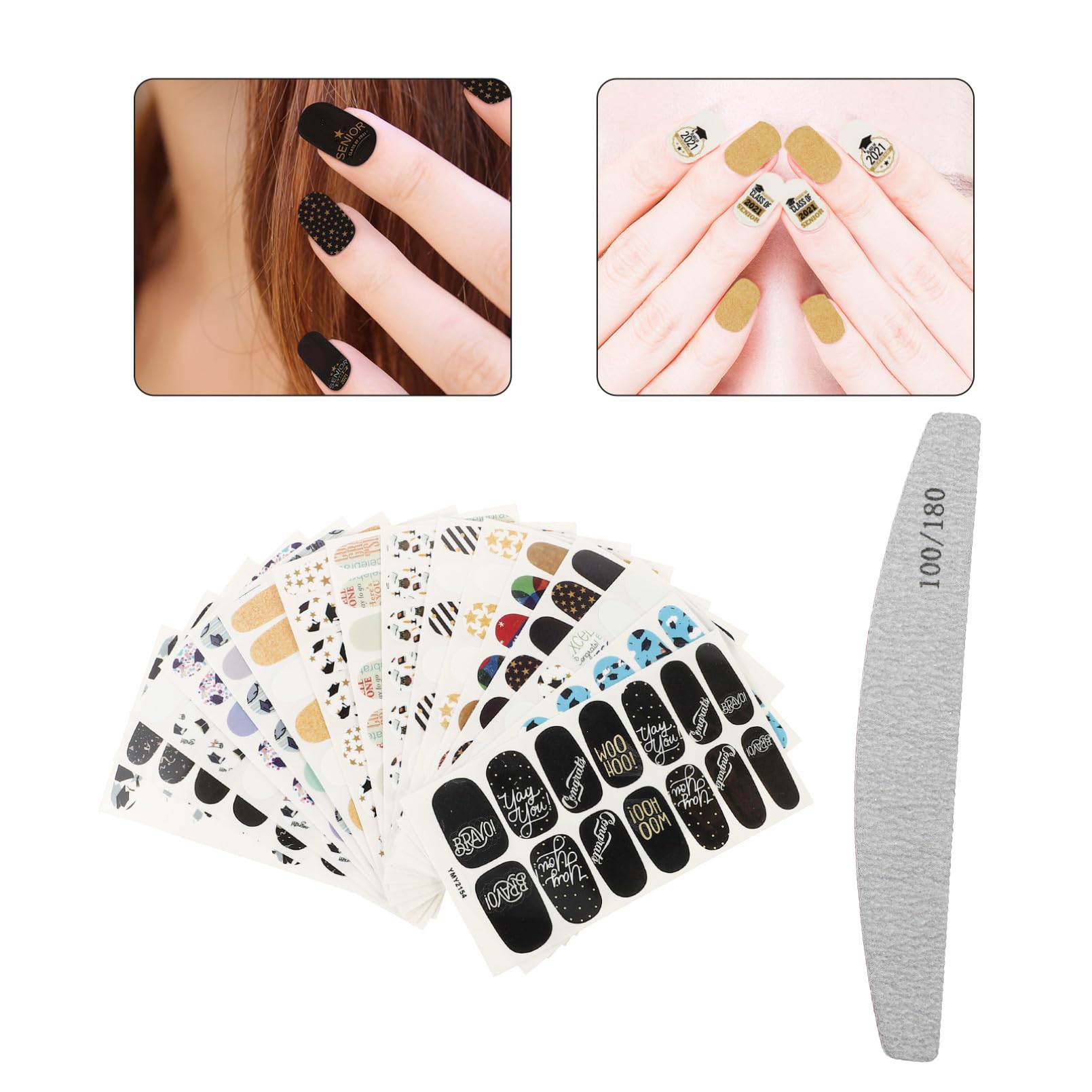 Healeved 32 Fogli 1 Set Adesivi Per Nail Art Per La Laurea Francese Decorazione Per Unghie Adesivi Per Unghie Decalcomanie Per Unghie Decorazioni Per Unghie Per Nail Art Unghia Etichetta
