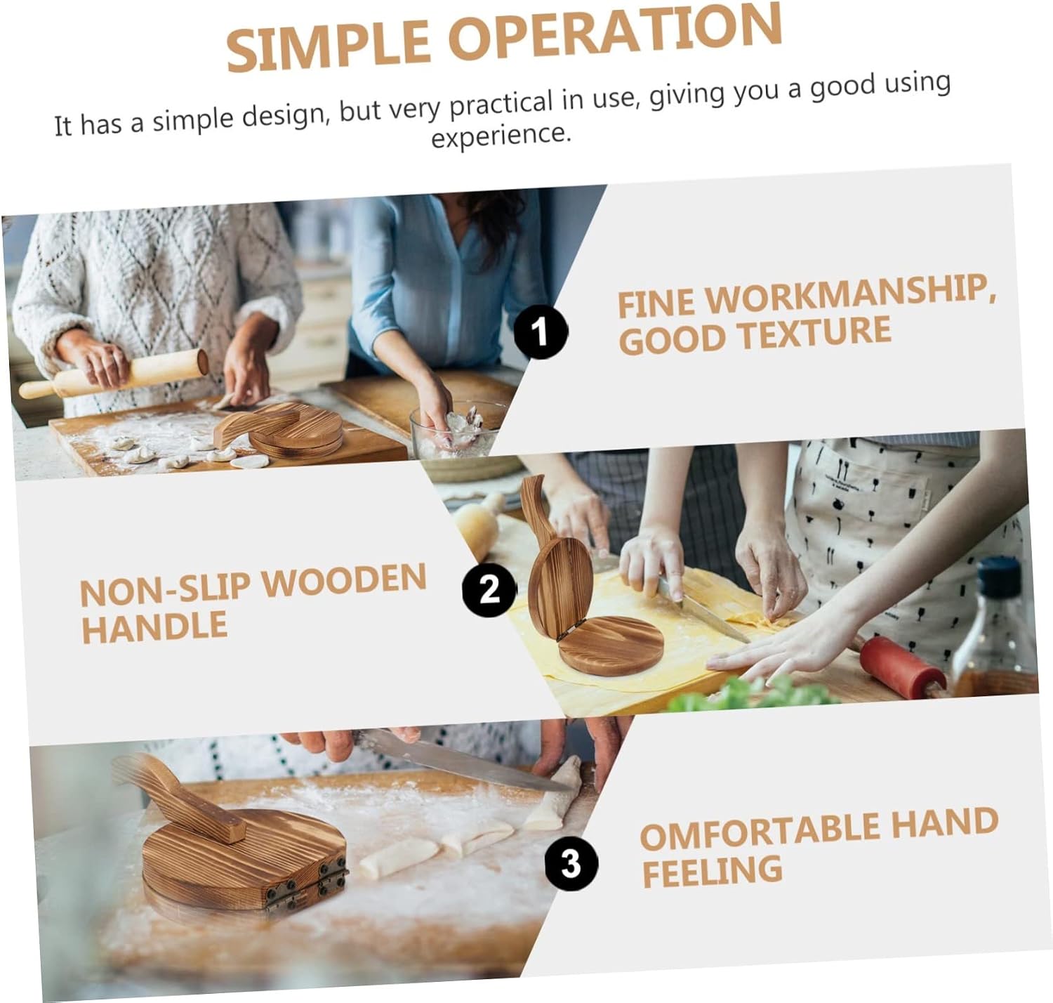 1pc Wooden Dumpling Wrapper Mold for Easy Pressing Manual Kitchen Tool for Making Dumplings Empanadas and Pies for Home Cooking