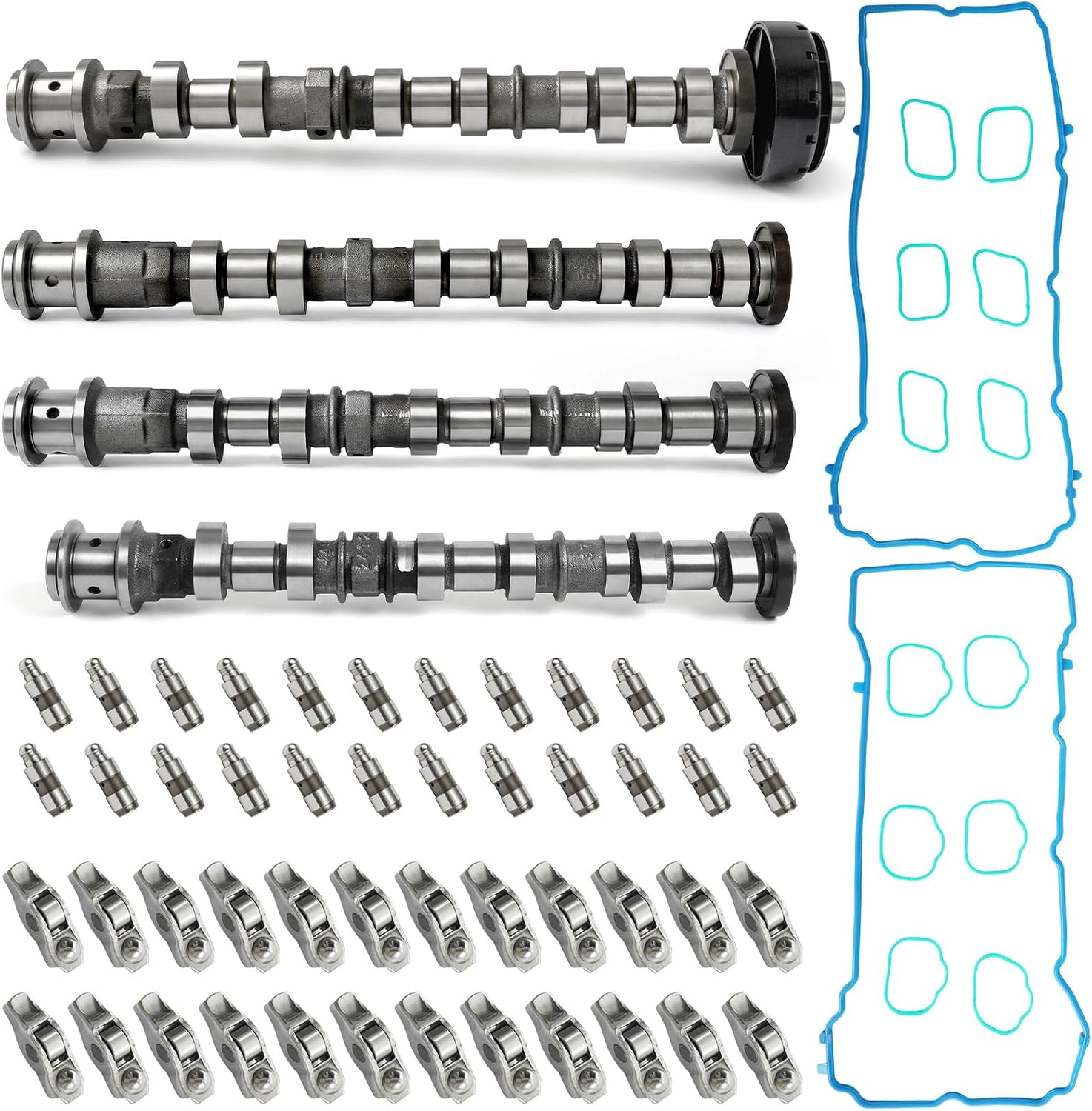 TinyHippo Camshaft Rocker Lifter Kit Compatible with Jeep Wrangler JK Grand Cherokee Dodge Ram 1500 3.6L Pentastar (Gen 1 Non-VVL) - Includes 4 Cams, 5184296AH Rockers, Lifters, Gaskets