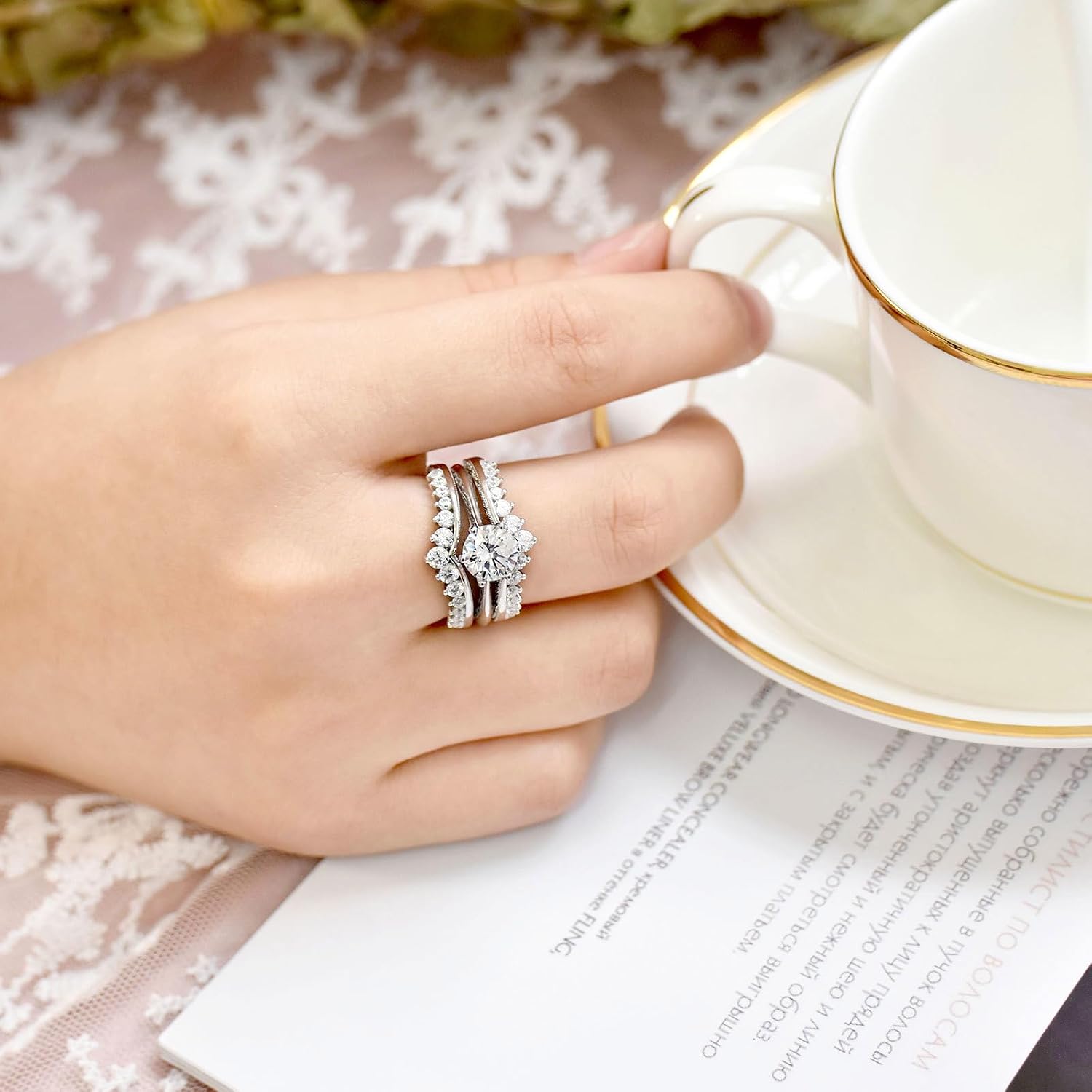 Wuziwen Vintage Wedding Ring Guard Enhancers Engagement Rings for Women Size 4-13