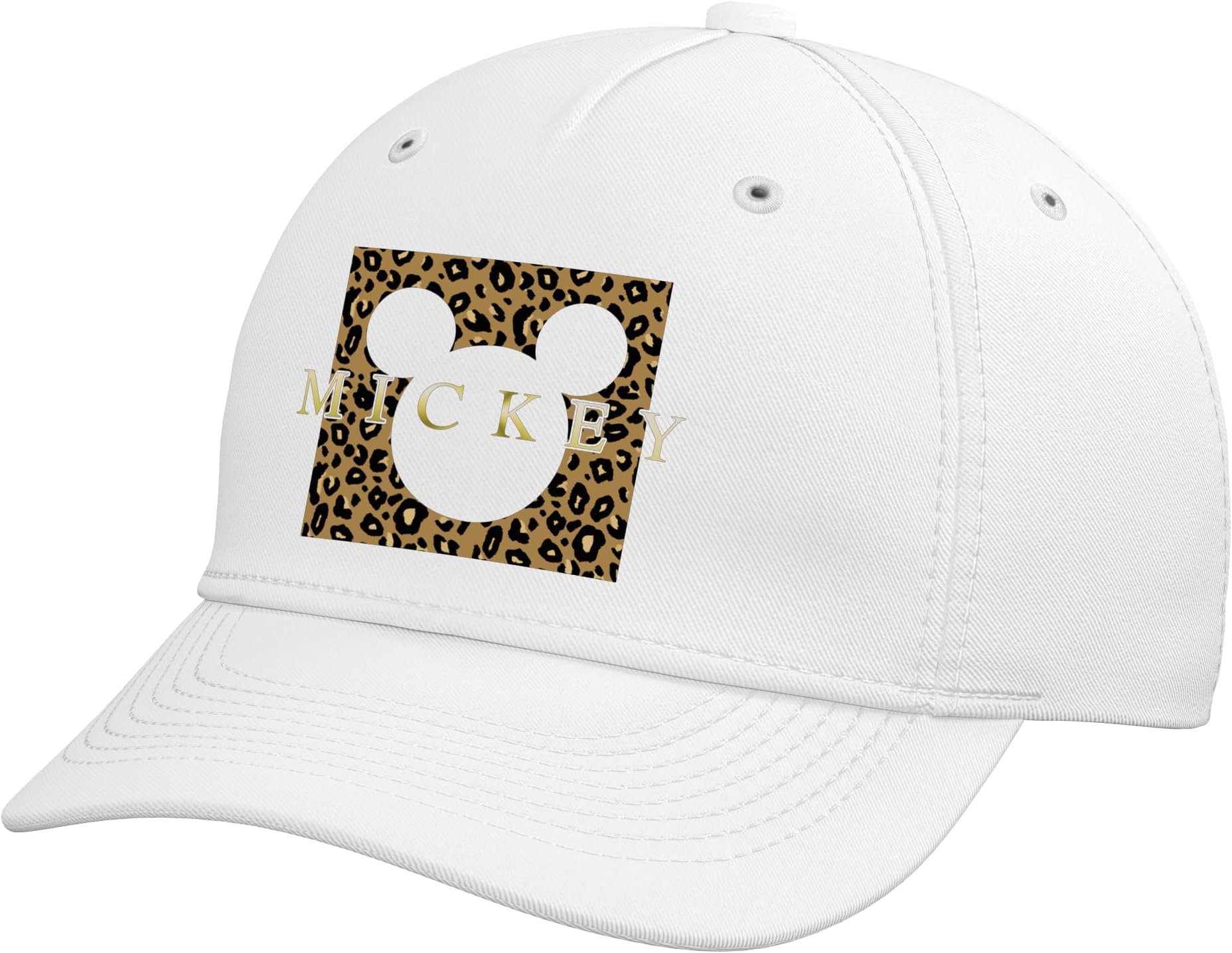 Mickey Mouse Gold Cheetah Print Box Adjustable Printed Baseball Hat
