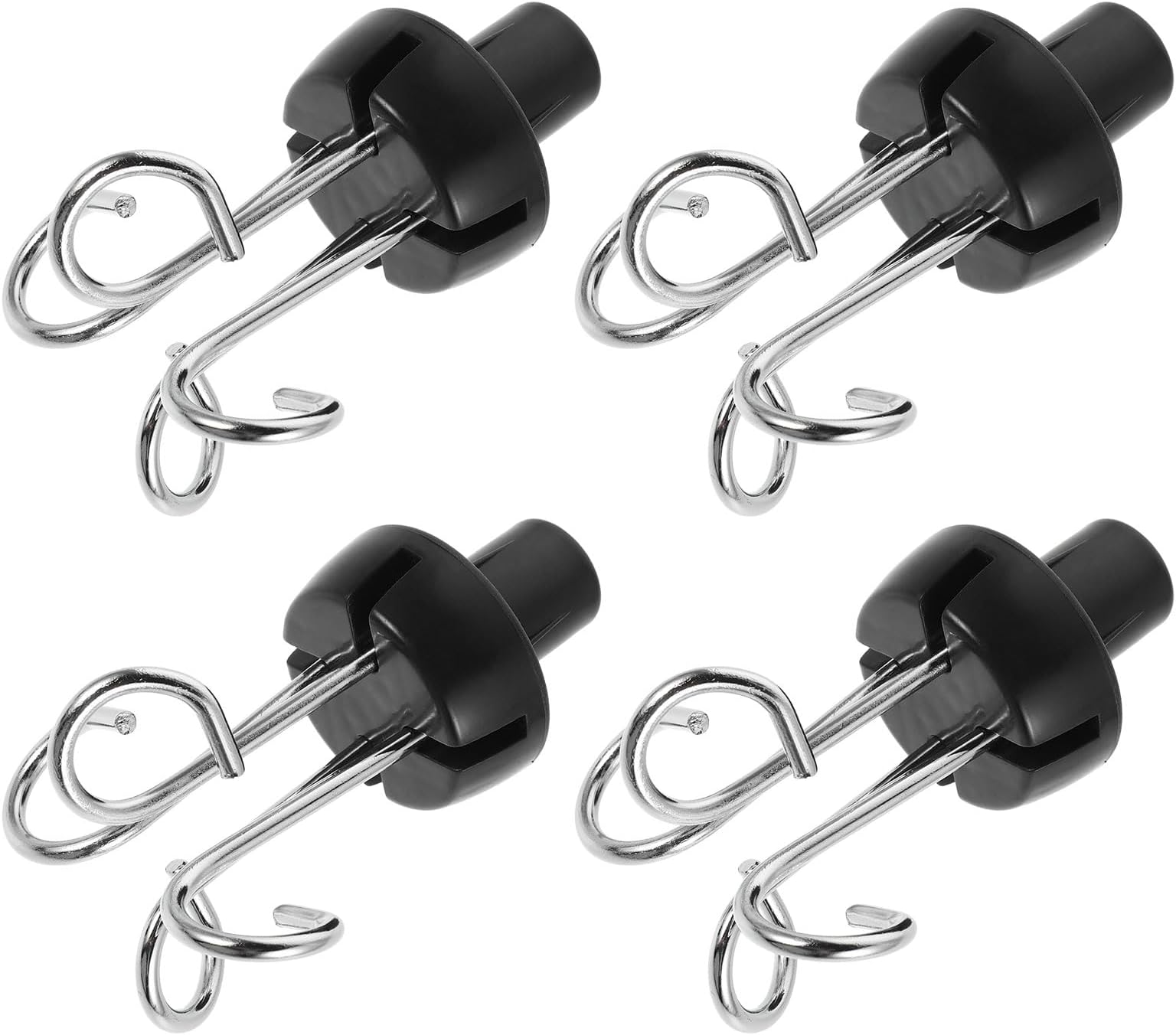 4pcs Black Adjustable Iv Bag Hooks for Infusion Rack with 16mm Diameter Socket, Portable Drip Stand Hangers for Hospital, Clinic, Wheelchair Use, Medical Infusion Accessories