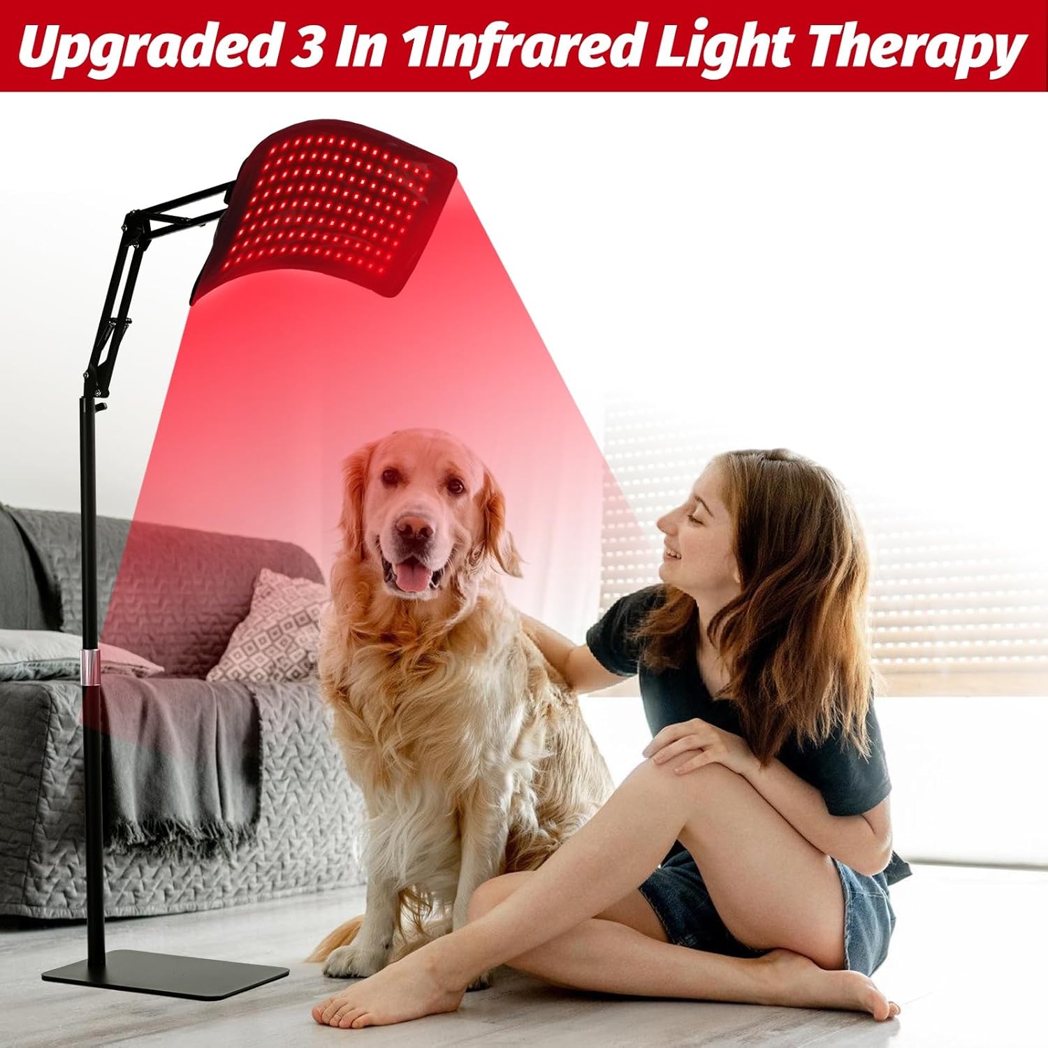 Red Light Therapy for Face and Body, Removable Red Infrared Light Therapy Lamp with Stand Led 660nm & 850nm Infrared Light Device fo The Full Body