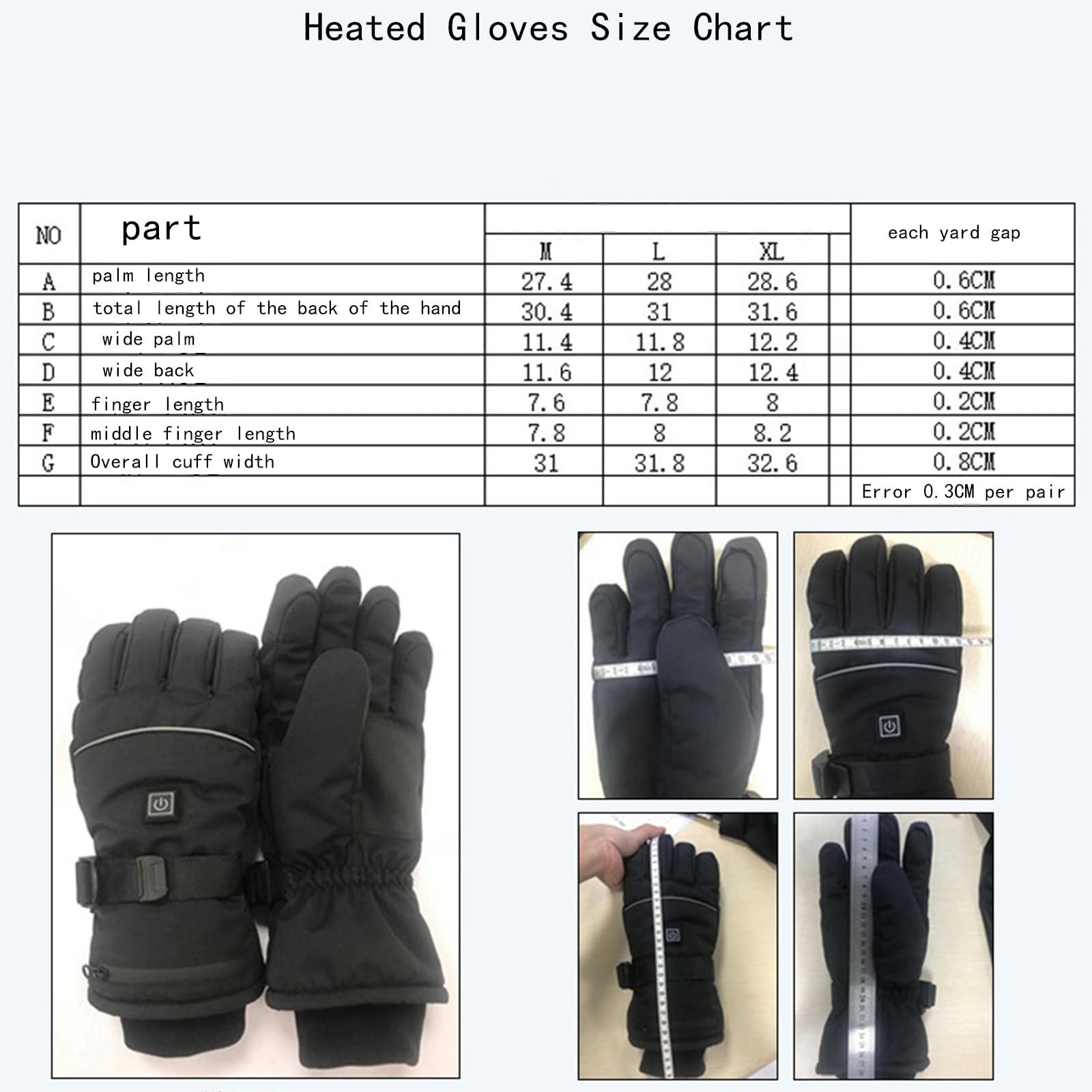 CHEWYNP Guanti per Bici Elettriche Guanti Riscaldati Elettrici per Uomo Donna con 3 Livelli di Riscaldamento Guanti Riscaldati Touch Screen Guanti Sci Snowboard,Rifrangente(Senza Batteria)