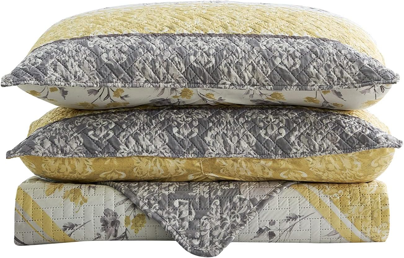 MERRY HOME 3-Piece King Size Quilt Set with 2 Pillow Shams- Boho Reversible Soft and Lightweight Quilt Bedding Bedspread Coverlet Set