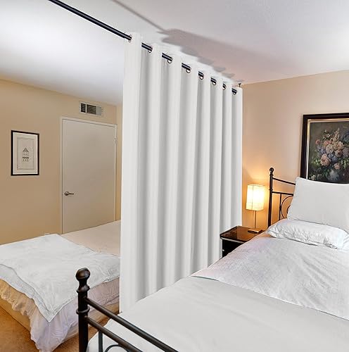 Miniatura 2 de H.VERSAILTEX Cortina de lino para oscurecer la habitación para puerta corrediza (100 pulgadas de ancho x 108 pulgadas de largo, cortina divisora de