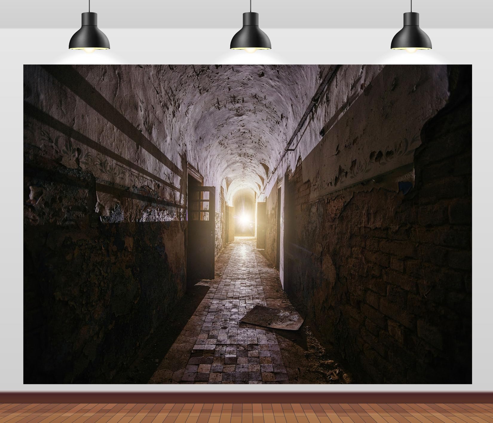 17x10FT (5.2x3m) Corridoio Sotterraneo Ad Arco Con Luce Sfondo Fotografico | Antico Passaggio Del Sotterraneo Fondale In Tessuto,Volta In Mattoni Uscita Luminosa,Per Eventi Gotici E Ritratti,Photo Booth