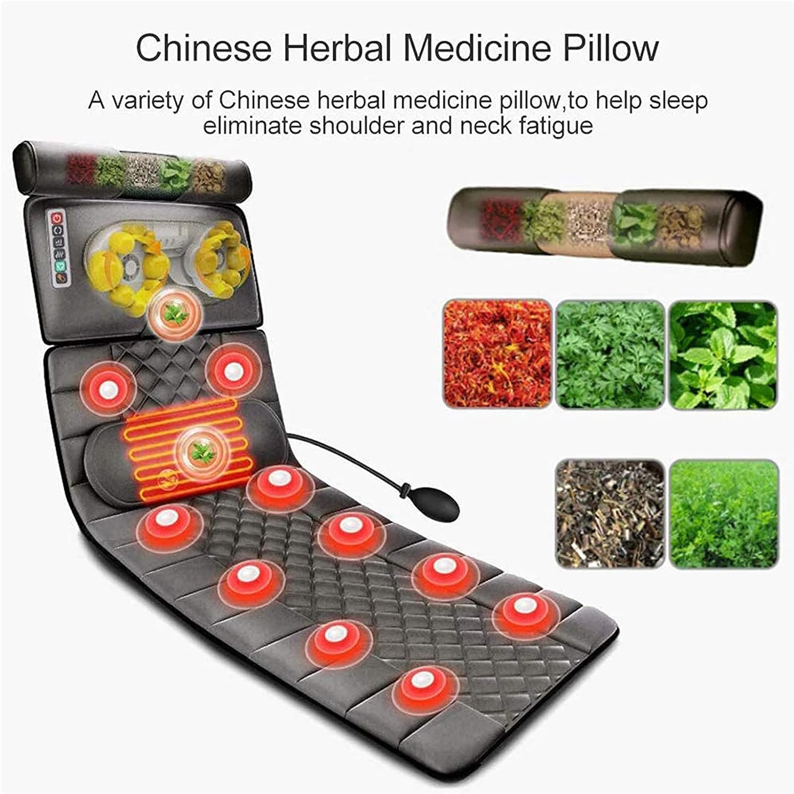 Ganzkörper erhitzte Massagematte, Massagematte mit 20 Hals Shiatsu Kneten Massageköpfe, 9 Modi 9 Level, erhitzte Matratzenpolster Vollkörpermassager Kissen für Nacken und Rücken Learned extensively