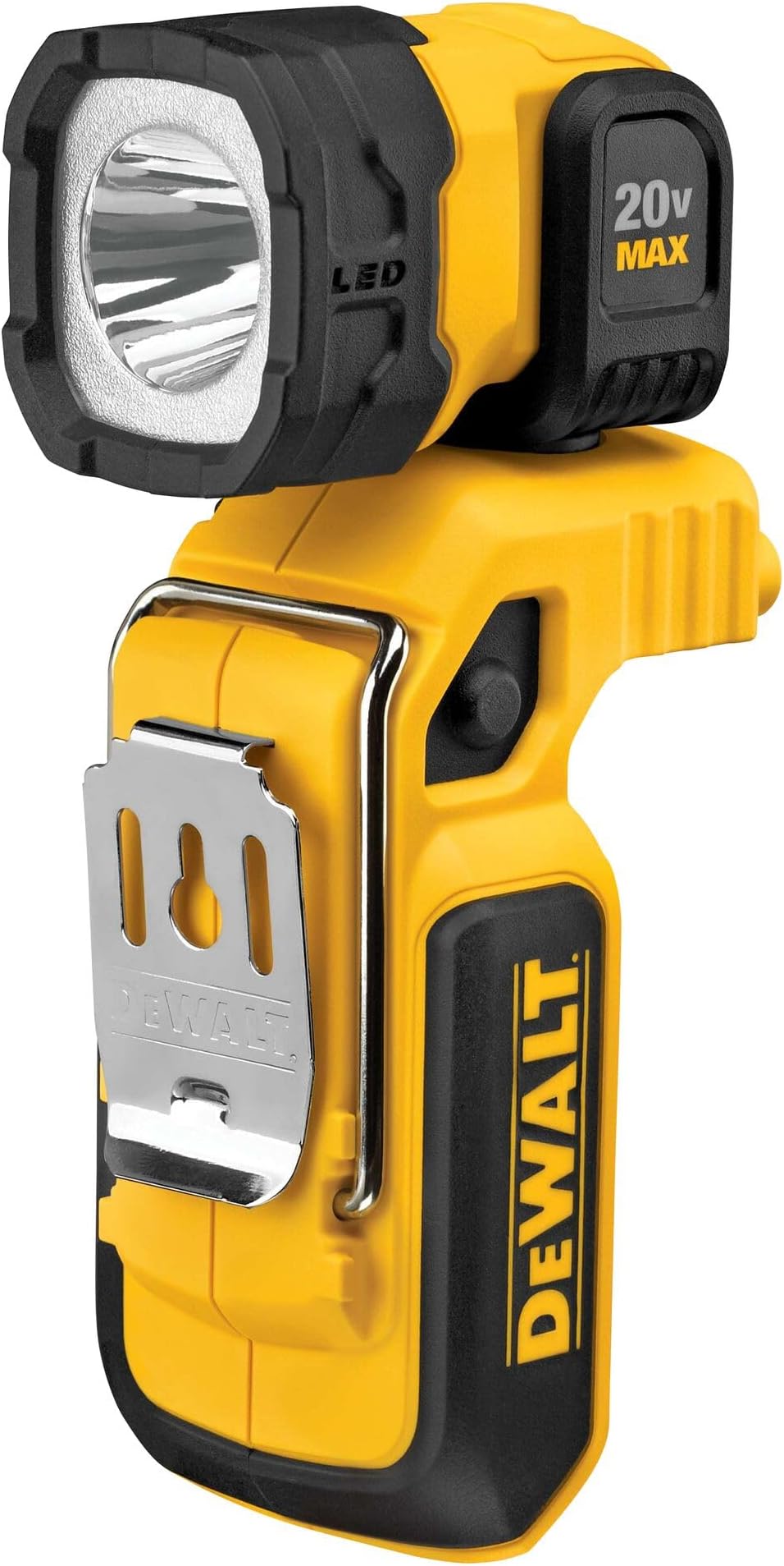 20V MAX LED Work Light Rechargeable, LED Flashlight, Magnetic Flashlight, Freestanding and Clip-On Light, 360 degree pivoting Head, Tool Only (DCL044)