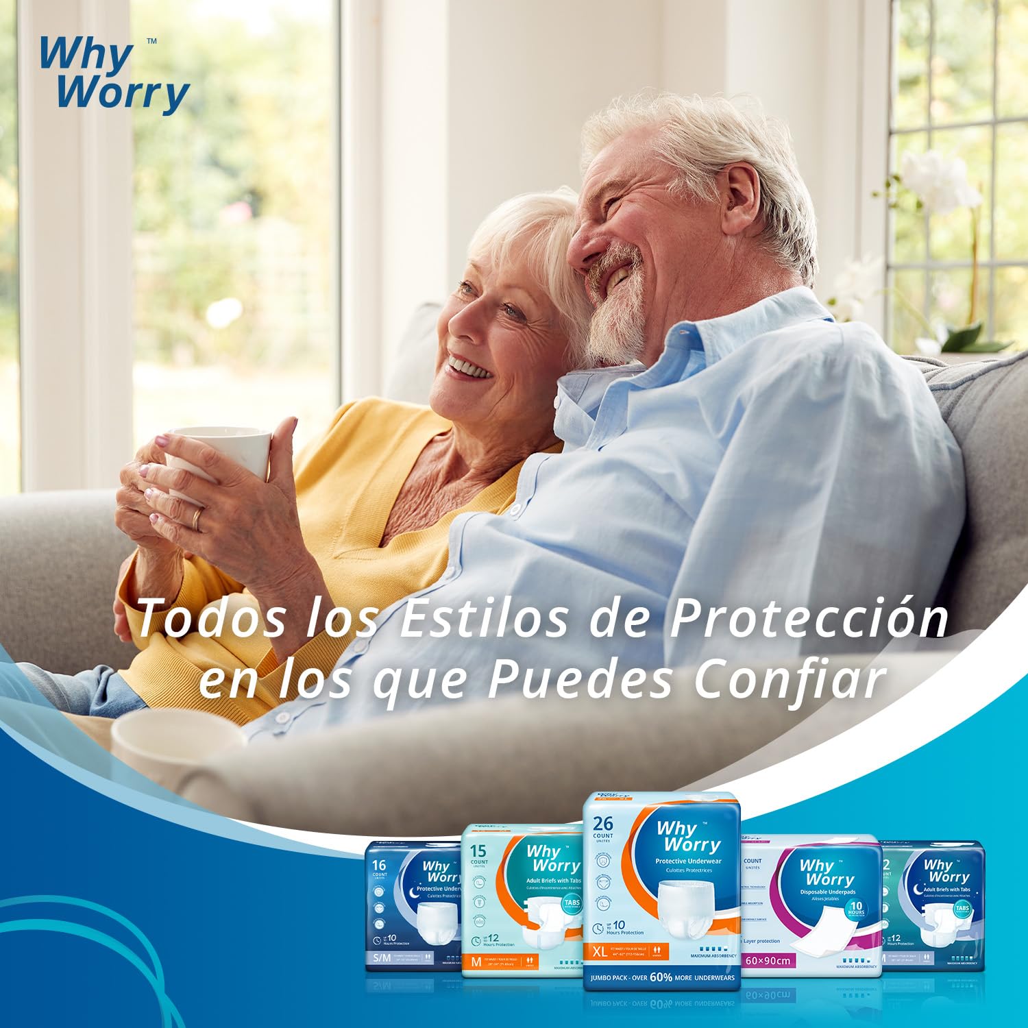 WhyWorry Pañales para Adultos con Incontinencia, Bragas Absorbentes Desechables para Hombres y Mujeres, Ropa Interior con Máxima Absorción para Ancianos, Antiolor, Unisex, Talla XL, 26 Unidades