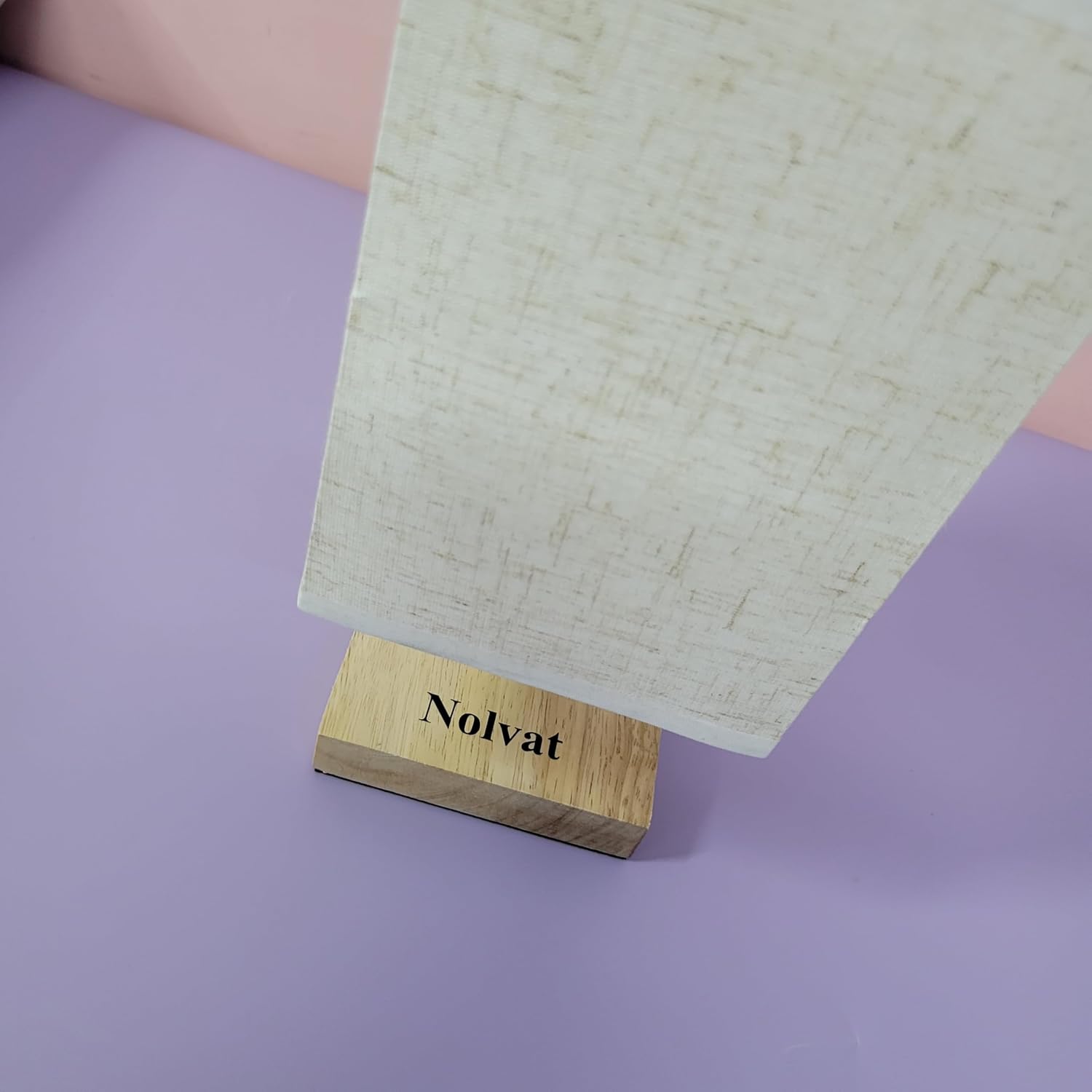 Nolvat Desk lamps Wood-Base Table Lamp with Linen Shade: A Soft, Warm-Glow Nightlight for Bedrooms, Living Rooms, and Offices
