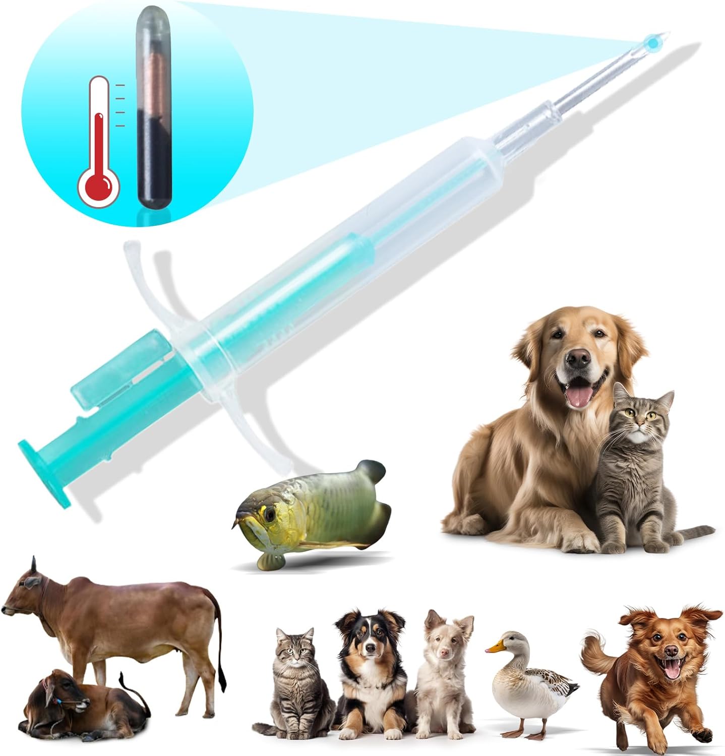 20 Pack 1.4 * 8mm Temperature Pet Microchip, ISO11784(85)/FDX-B Pet ID Tags, Sensing Animal Temperature Microchip for Dog/Animal/Pet/Cat/Pig (1.4X8mm)