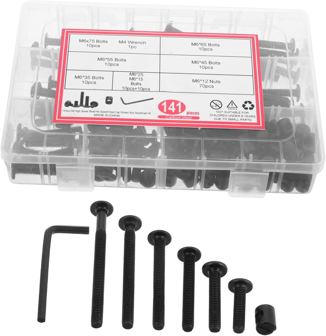 141Pcs Crib Screw Hardware Replacement Kit Screws Bolts Nuts for Gates Furniture Assembly and Repair Compatible with Furniture Connection and Fixing Needs