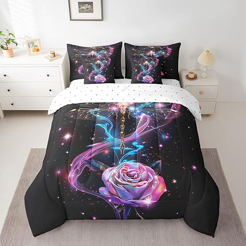 Feelyou Girls Dragonfly Bed in a Bag Full Size 7 Pieces for Kids Women