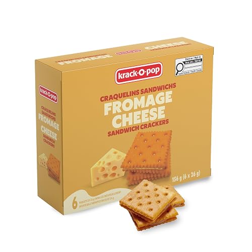 Krack-O-Pop Cheese Sandwich Crackers, 156 g | Includes 6 Individual Packs (6 × 26 g) of Crunchy Cheese-Filled Crackers, School Snacks - 156 g (Pack of 1)