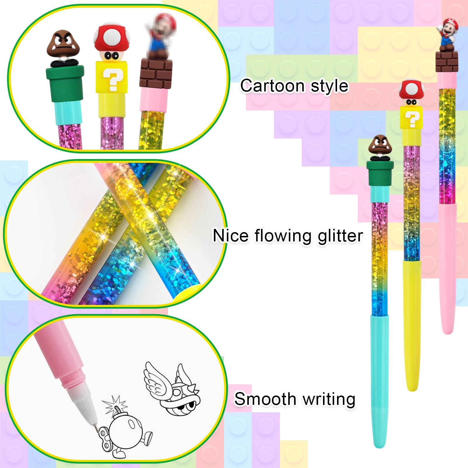 20 Stylos Gel Rigolos 0,5 Mm - Motifs Kawaii (fruits, Animaux) - Cadeau Anniversaire Enfant, Anti-stress